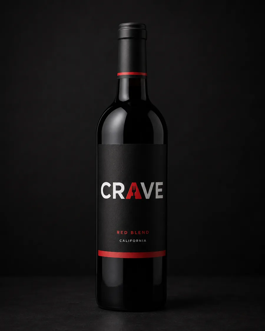 CRAVE branded takeaway packaging for Wine
